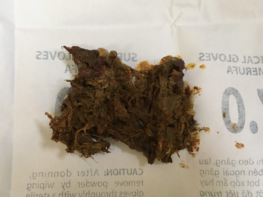 Các khối bã gây tắc ruột này được kết cấu từ những bó sợi dai màu nâu đỏ tương tự như thịt bò, nai khô hoặc các loại que cay…được bày bán tràn lan trước các cổng trường.