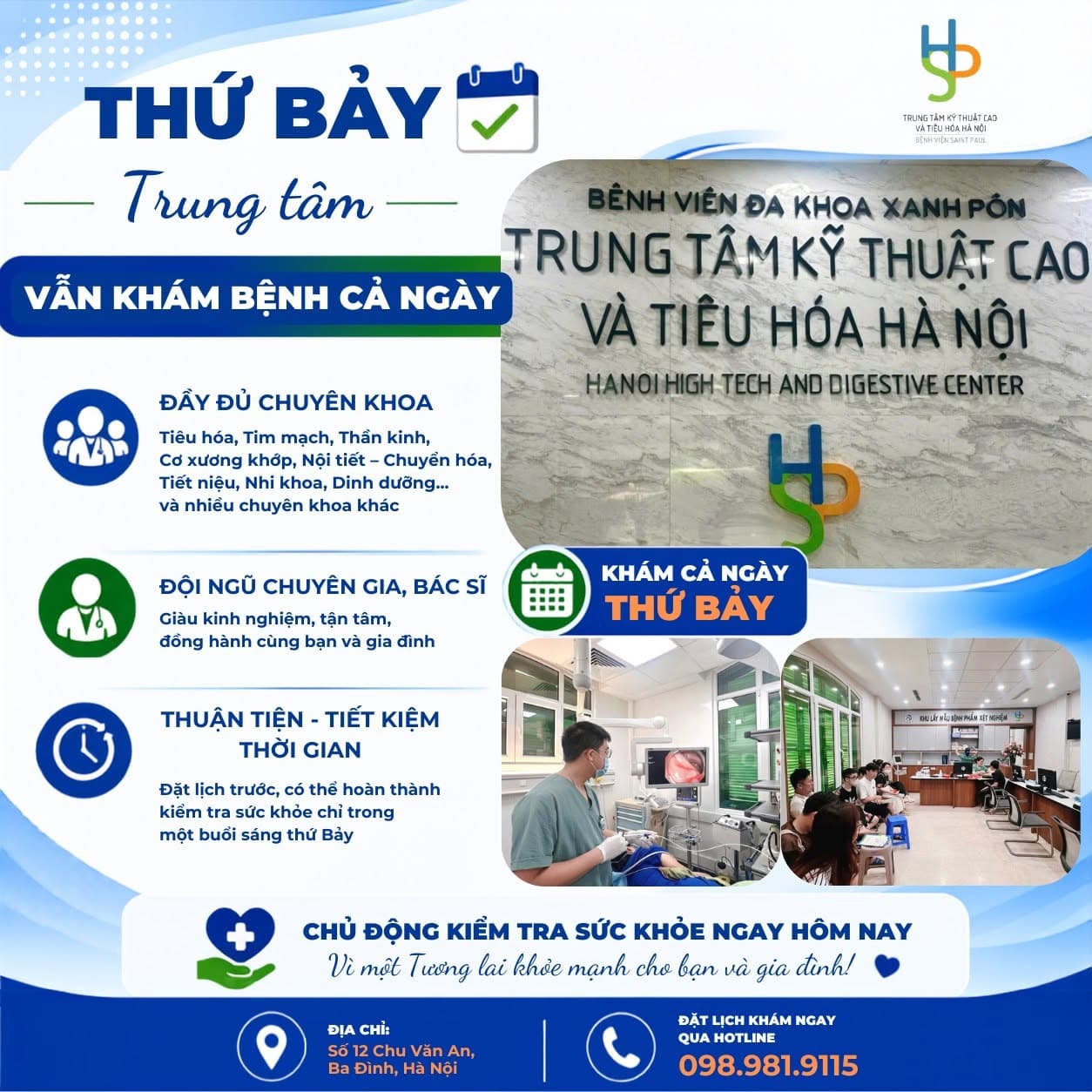 THỨ BẢY – TRUNG TÂM VẪN KHÁM BỆNH CẢ NGÀY